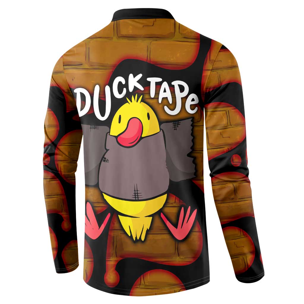 Funny Duck Tape Pun Art Button Sweatshirt Quirky Cartoon Duck Humor