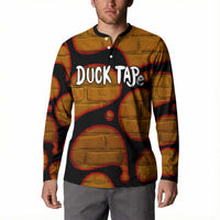 Funny Duck Tape Pun Art Button Sweatshirt Quirky Cartoon Duck Humor