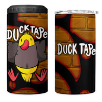 Funny Duck Tape Pun Art 4 in 1 Can Cooler Tumbler Quirky Cartoon Duck Humor