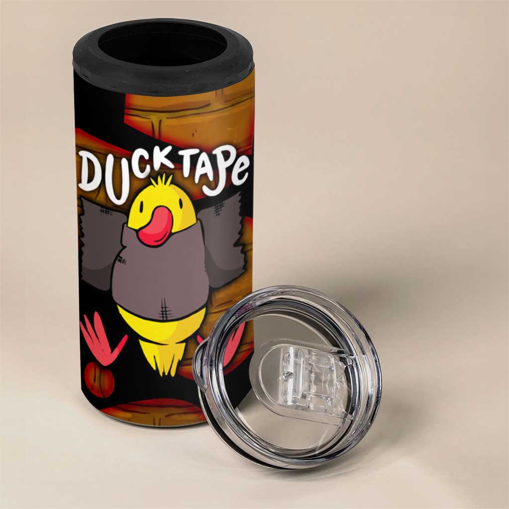 Funny Duck Tape Pun Art 4 in 1 Can Cooler Tumbler Quirky Cartoon Duck Humor