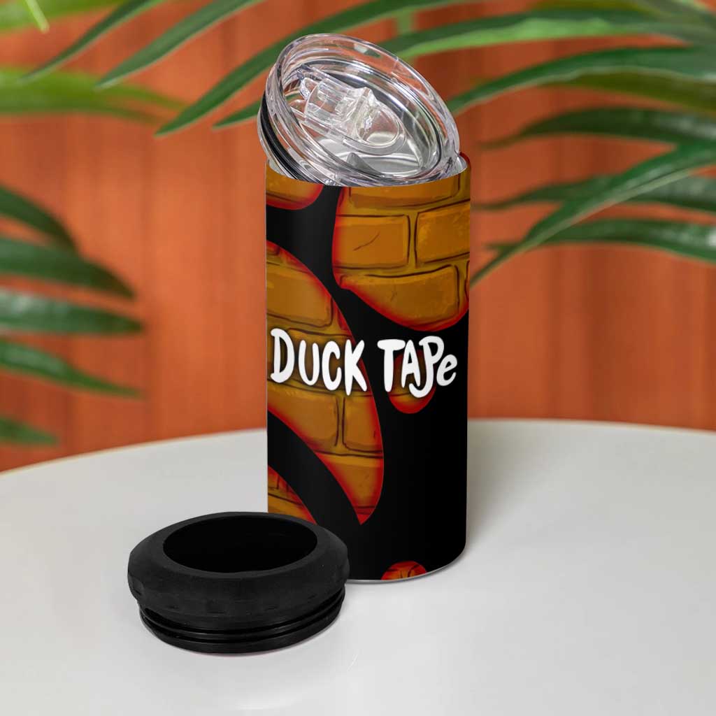 Funny Duck Tape Pun Art 4 in 1 Can Cooler Tumbler Quirky Cartoon Duck Humor