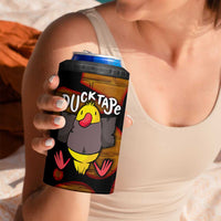 Funny Duck Tape Pun Art 4 in 1 Can Cooler Tumbler Quirky Cartoon Duck Humor