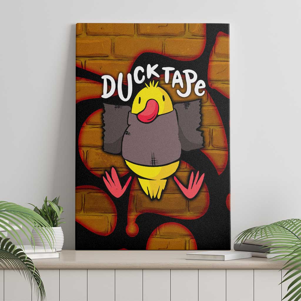 Funny Duck Tape Pun Art Canvas Wall Art Quirky Cartoon Duck Humor
