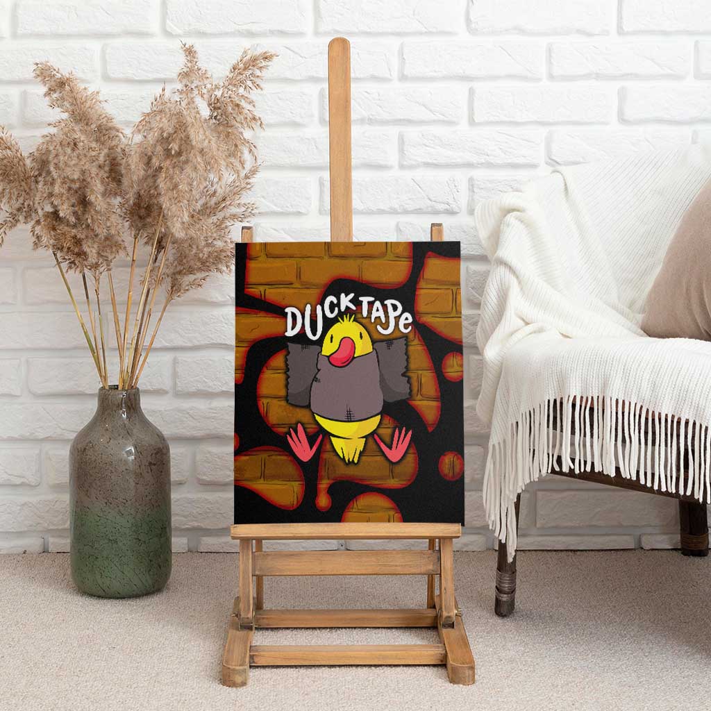 Funny Duck Tape Pun Art Canvas Wall Art Quirky Cartoon Duck Humor