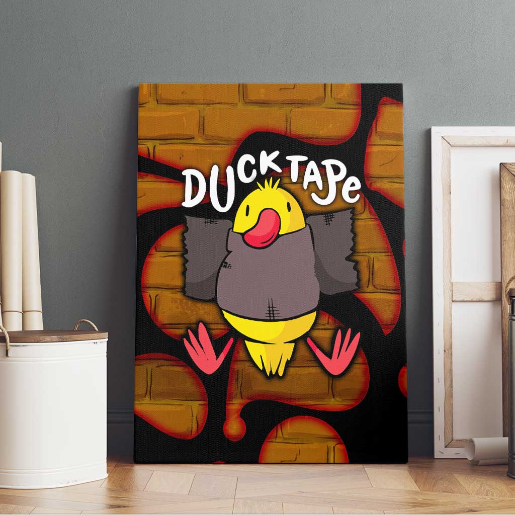 Funny Duck Tape Pun Art Canvas Wall Art Quirky Cartoon Duck Humor