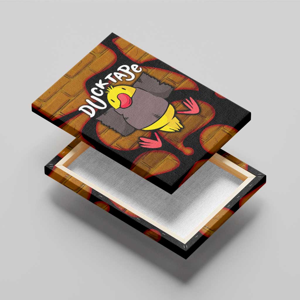 Funny Duck Tape Pun Art Canvas Wall Art Quirky Cartoon Duck Humor