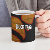 Funny Duck Tape Pun Art Ceramic Mug Quirky Cartoon Duck Humor