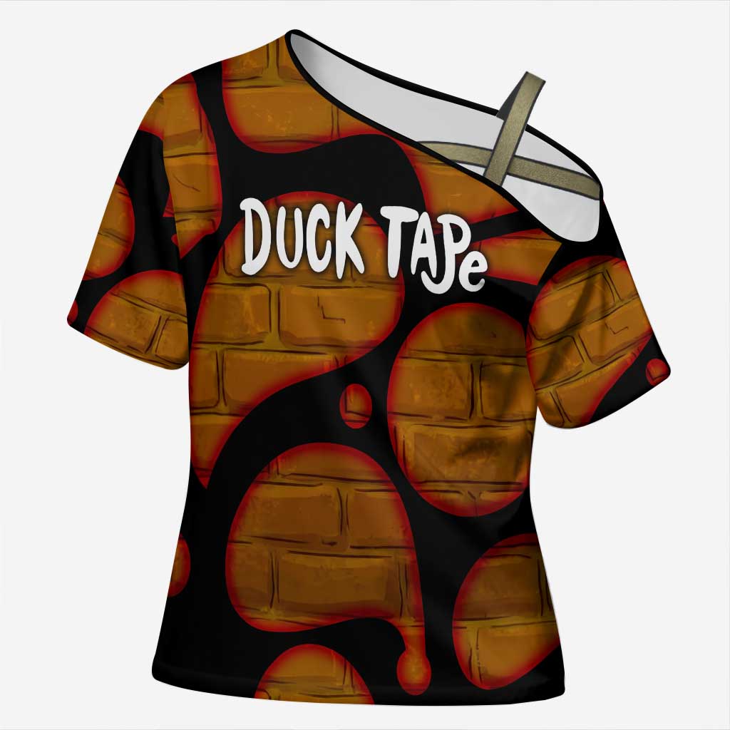 Funny Duck Tape Pun Art Cross Shoulder Shirt Quirky Cartoon Duck Humor