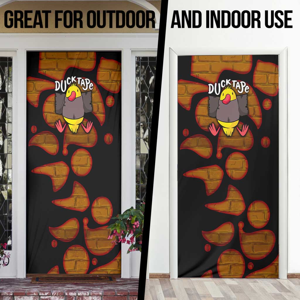 Funny Duck Tape Pun Art Door Cover Quirky Cartoon Duck Humor