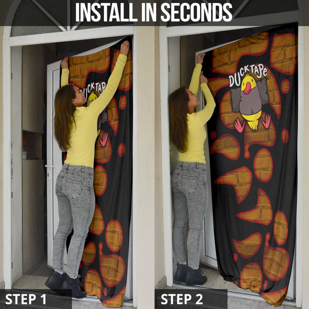Funny Duck Tape Pun Art Door Cover Quirky Cartoon Duck Humor