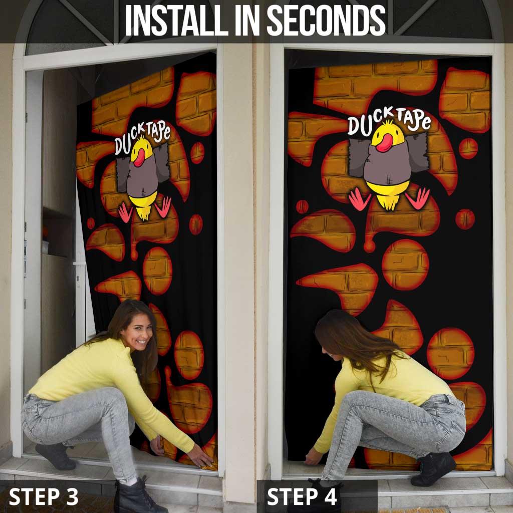 Funny Duck Tape Pun Art Door Cover Quirky Cartoon Duck Humor