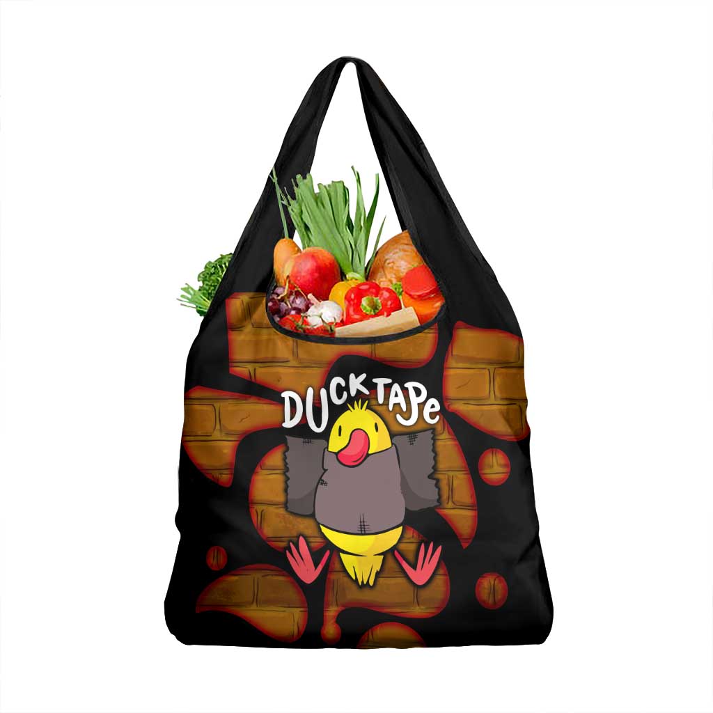 Funny Duck Tape Pun Art Grocery Bag Quirky Cartoon Duck Humor