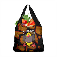 Funny Duck Tape Pun Art Grocery Bag Quirky Cartoon Duck Humor