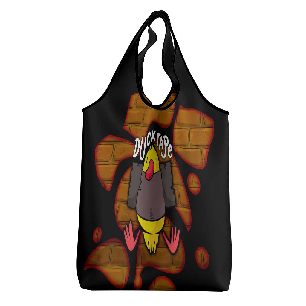Funny Duck Tape Pun Art Grocery Bag Quirky Cartoon Duck Humor