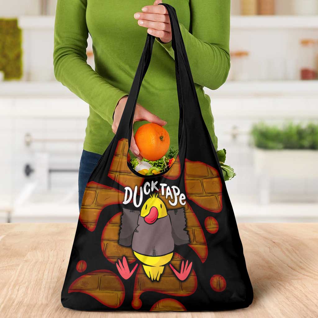 Funny Duck Tape Pun Art Grocery Bag Quirky Cartoon Duck Humor