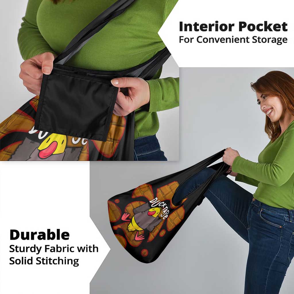 Funny Duck Tape Pun Art Grocery Bag Quirky Cartoon Duck Humor