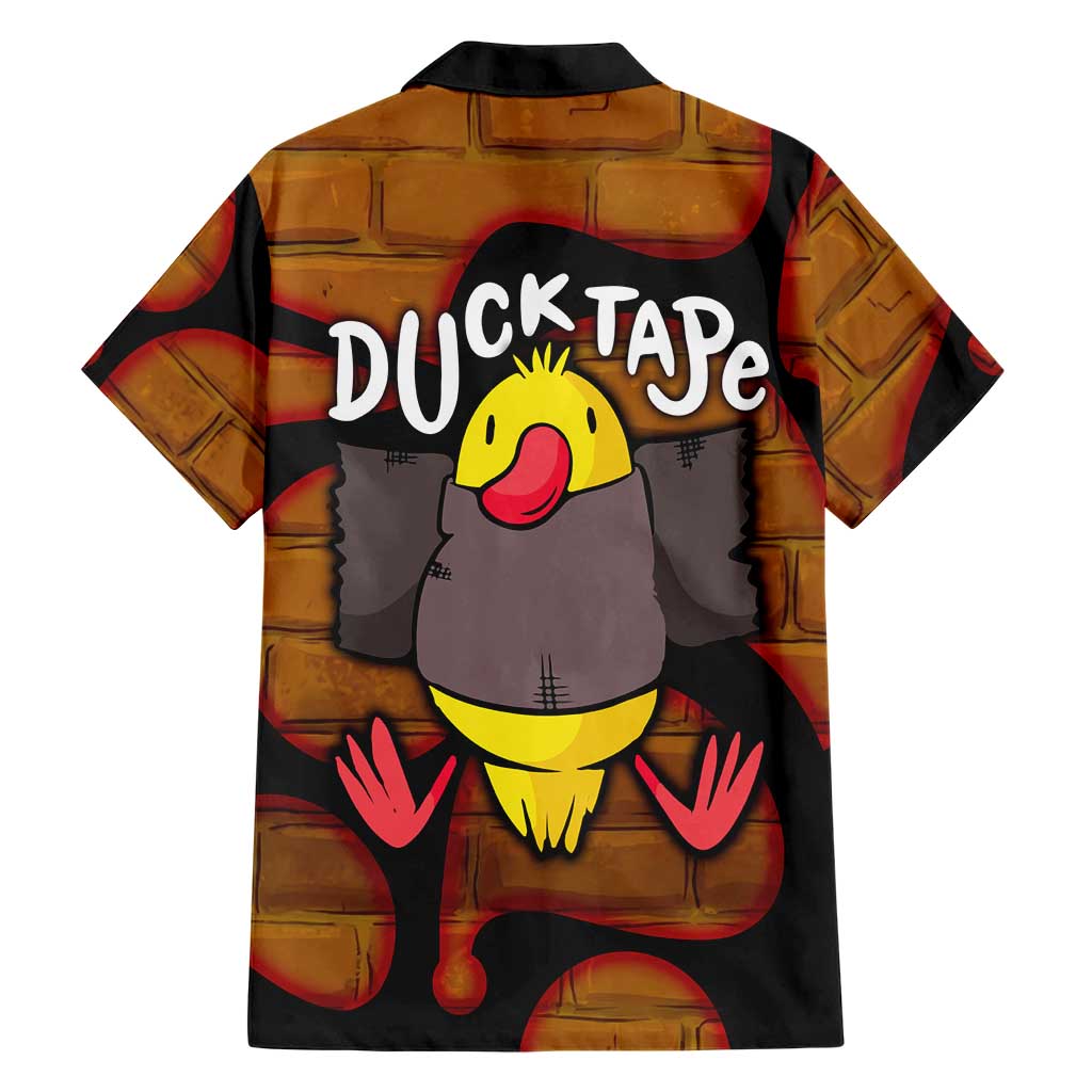 Funny Duck Tape Pun Art Hawaiian Shirt Quirky Cartoon Duck Humor