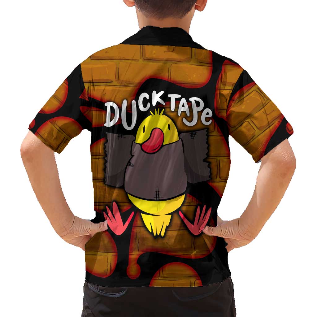 Funny Duck Tape Pun Art Hawaiian Shirt Quirky Cartoon Duck Humor