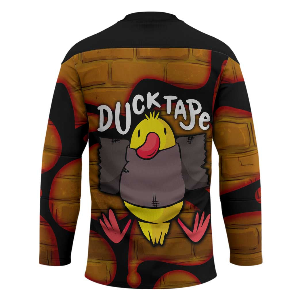 Funny Duck Tape Pun Art Hockey Jersey Quirky Cartoon Duck Humor