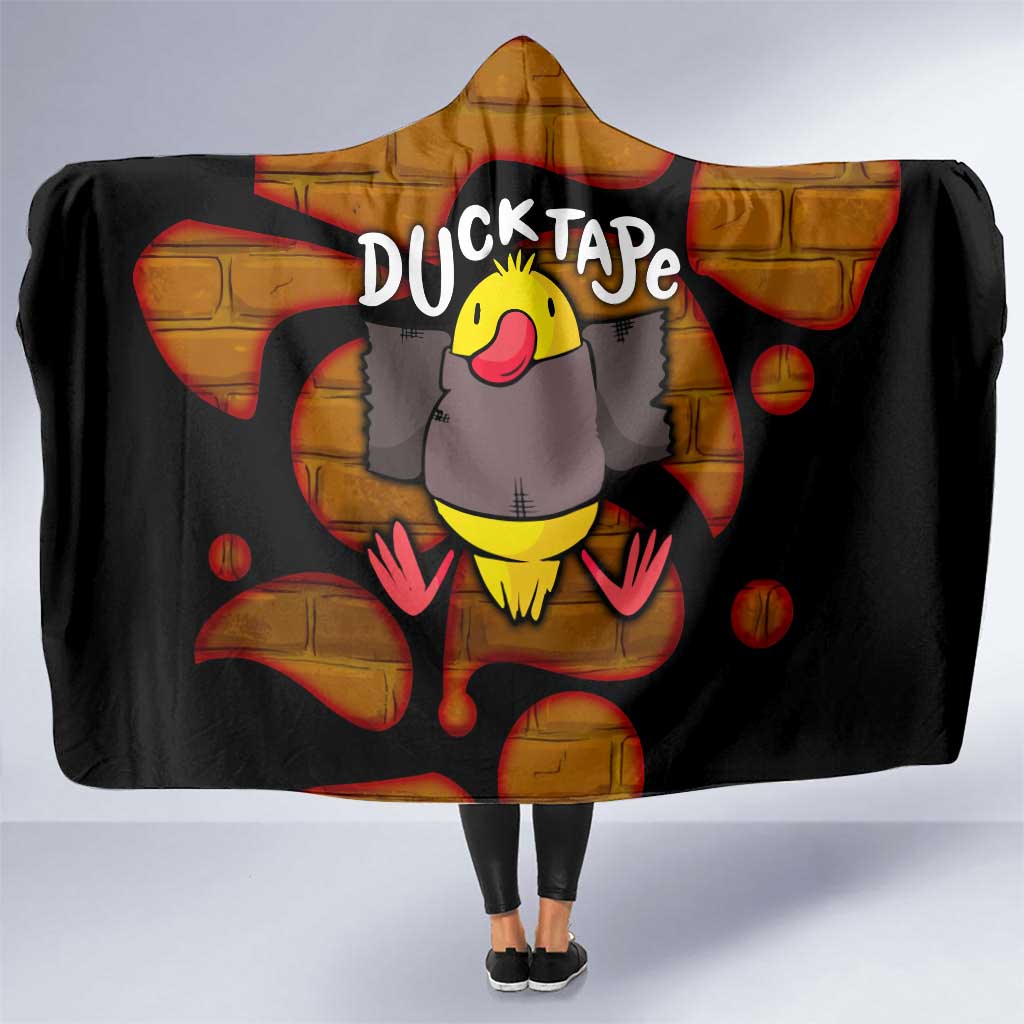 Funny Duck Tape Pun Art Hooded Blanket Quirky Cartoon Duck Humor