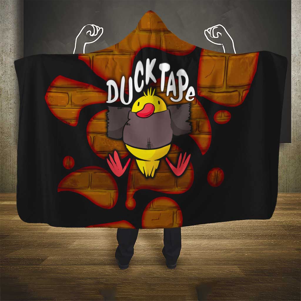 Funny Duck Tape Pun Art Hooded Blanket Quirky Cartoon Duck Humor