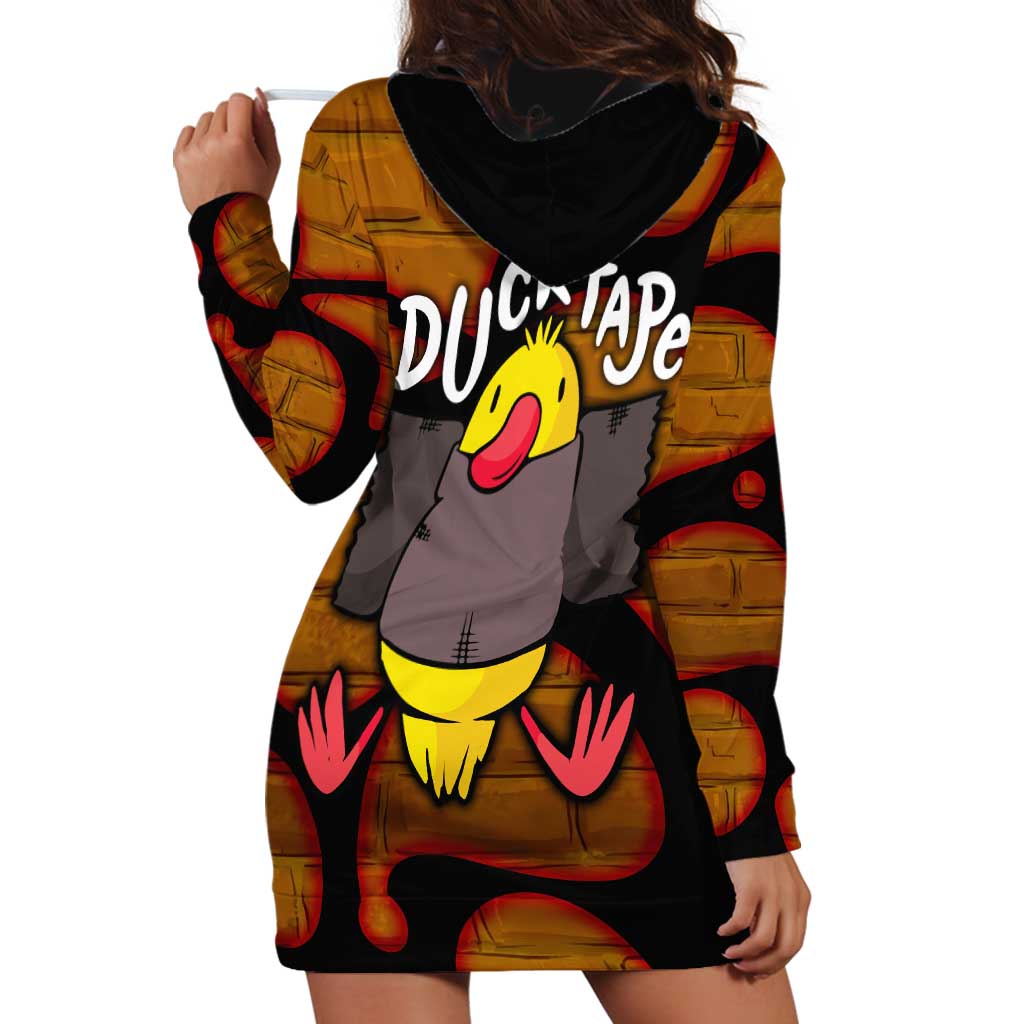 Funny Duck Tape Pun Art Hoodie Dress Quirky Cartoon Duck Humor