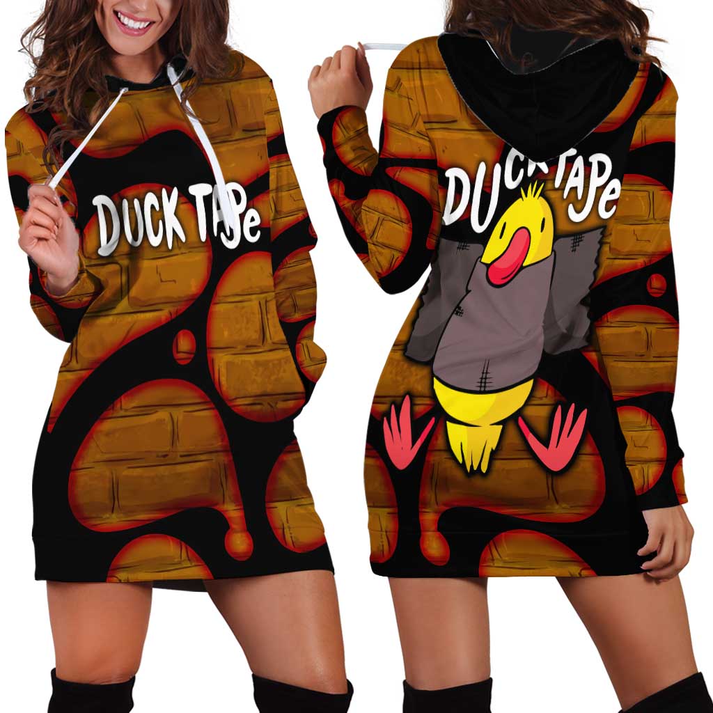 Funny Duck Tape Pun Art Hoodie Dress Quirky Cartoon Duck Humor