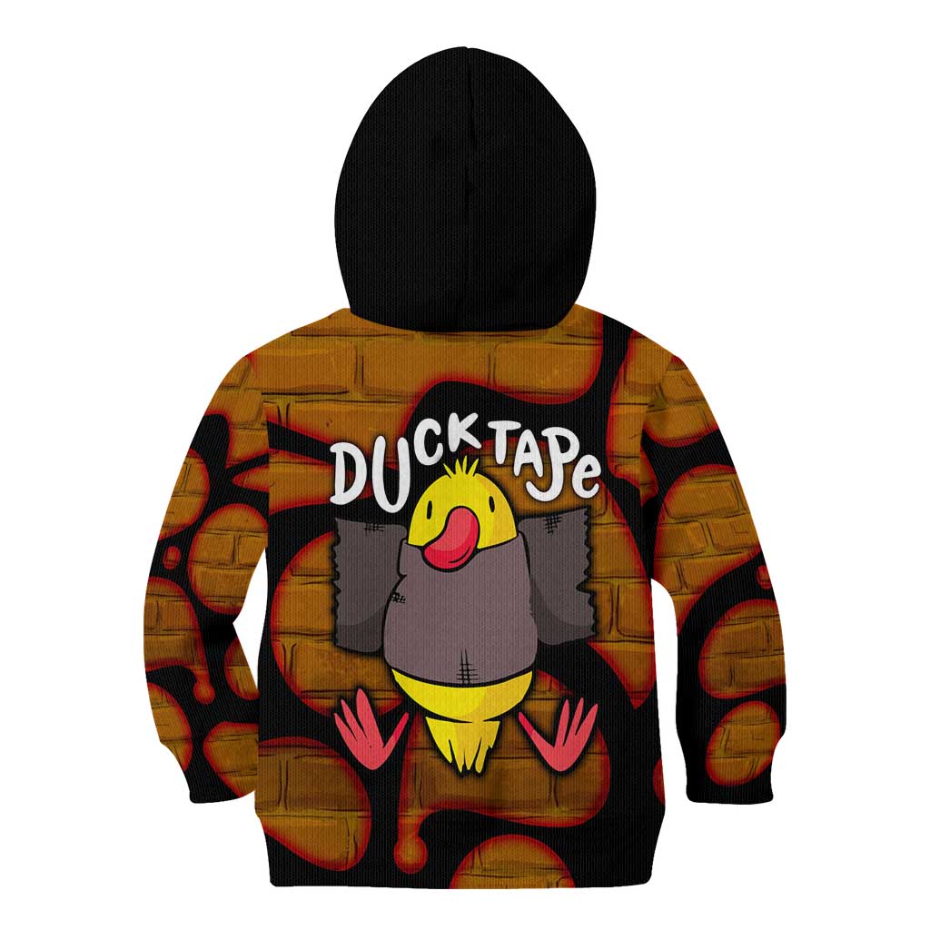Funny Duck Tape Pun Art Kid Hoodie Quirky Cartoon Duck Humor