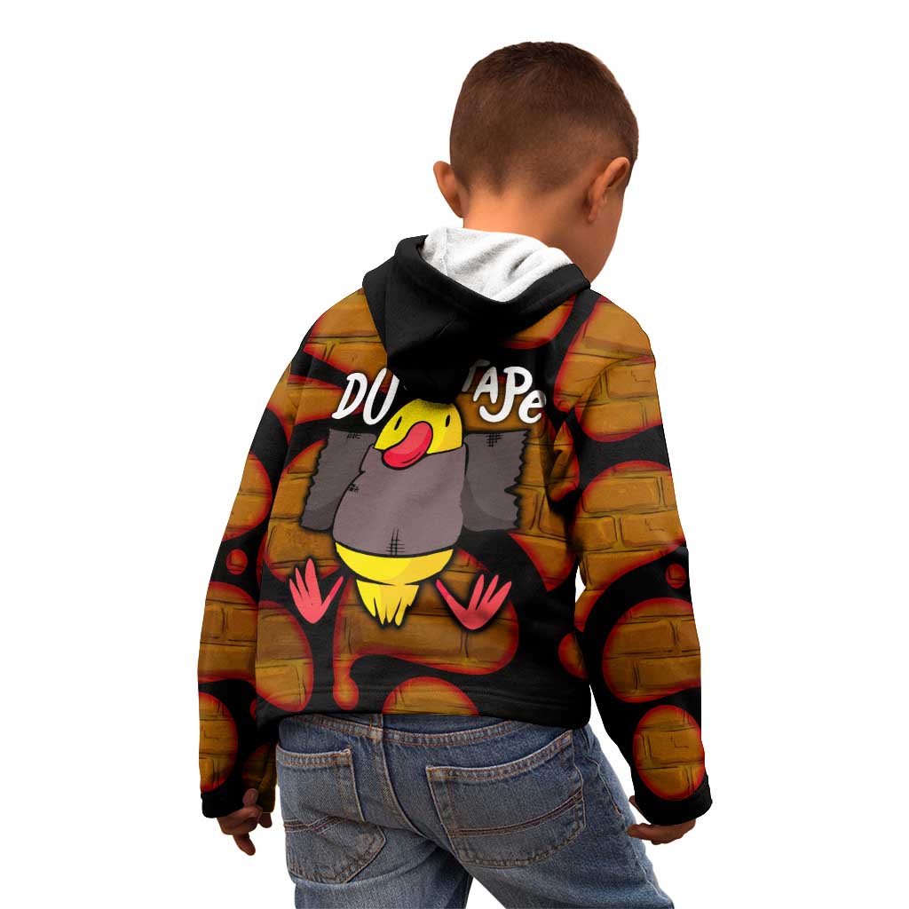 Funny Duck Tape Pun Art Kid Hoodie Quirky Cartoon Duck Humor