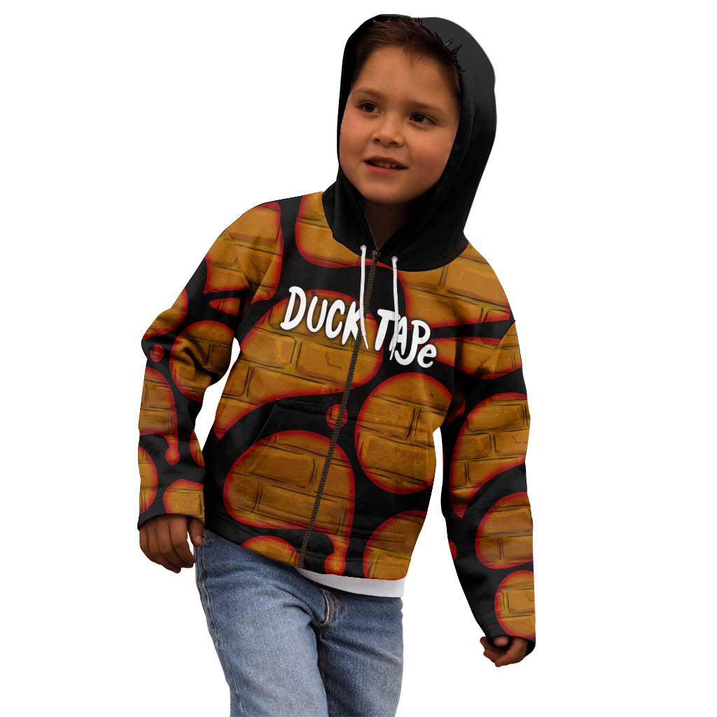 Funny Duck Tape Pun Art Kid Hoodie Quirky Cartoon Duck Humor