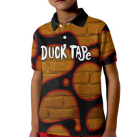 Funny Duck Tape Pun Art Kid Polo Shirt Quirky Cartoon Duck Humor