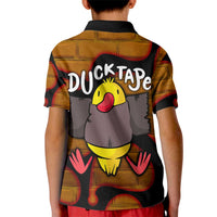 Funny Duck Tape Pun Art Kid Polo Shirt Quirky Cartoon Duck Humor