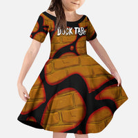 Funny Duck Tape Pun Art Kid Short Sleeve Dress Quirky Cartoon Duck Humor
