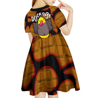 Funny Duck Tape Pun Art Kid Short Sleeve Dress Quirky Cartoon Duck Humor