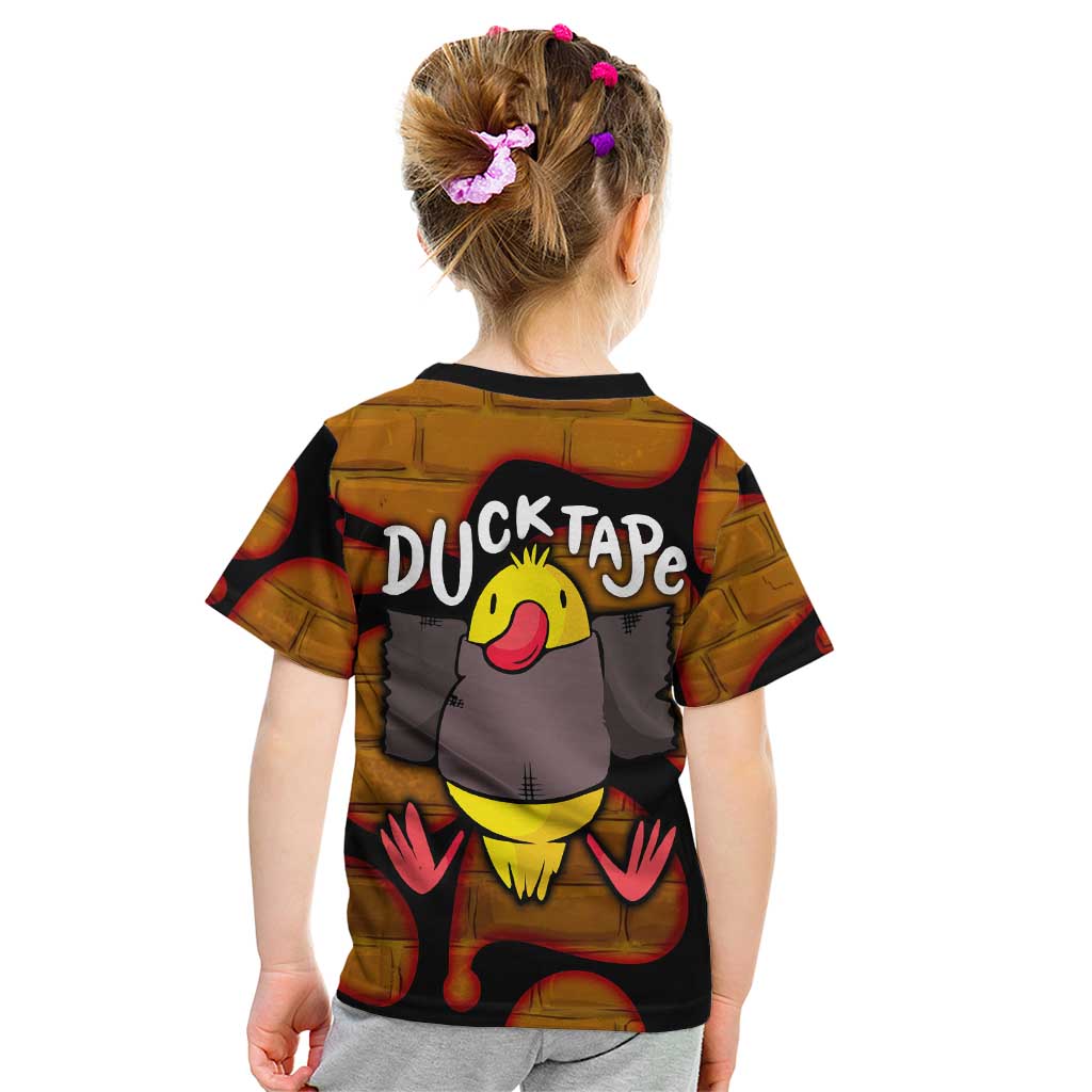 Funny Duck Tape Pun Art Kid T Shirt Quirky Cartoon Duck Humor