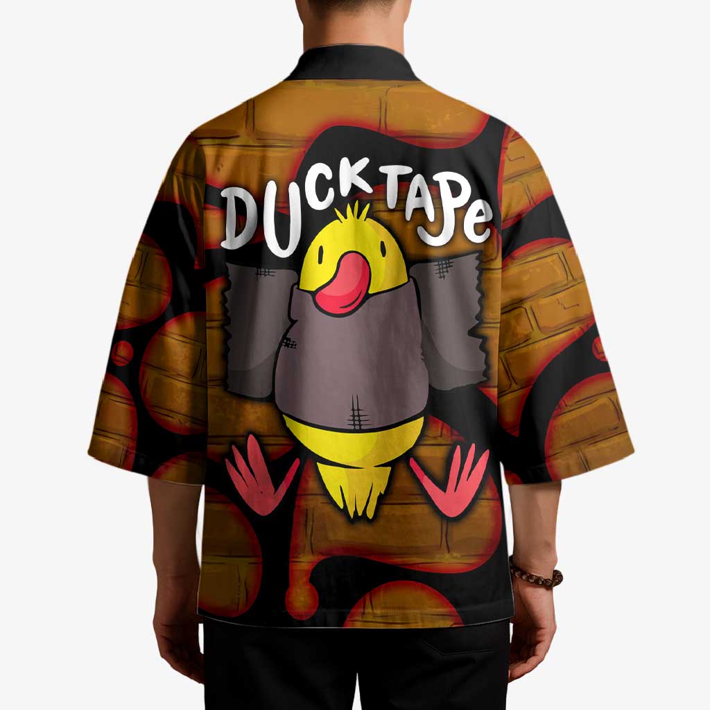 Funny Duck Tape Pun Art Kimono Quirky Cartoon Duck Humor