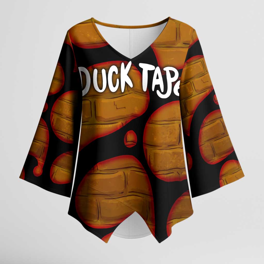 Funny Duck Tape Pun Art Kimono Sleeve Blouse Quirky Cartoon Duck Humor