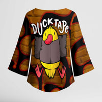 Funny Duck Tape Pun Art Kimono Sleeve Blouse Quirky Cartoon Duck Humor