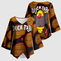 Funny Duck Tape Pun Art Kimono Sleeve Blouse Quirky Cartoon Duck Humor