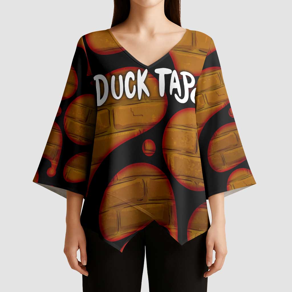 Funny Duck Tape Pun Art Kimono Sleeve Blouse Quirky Cartoon Duck Humor