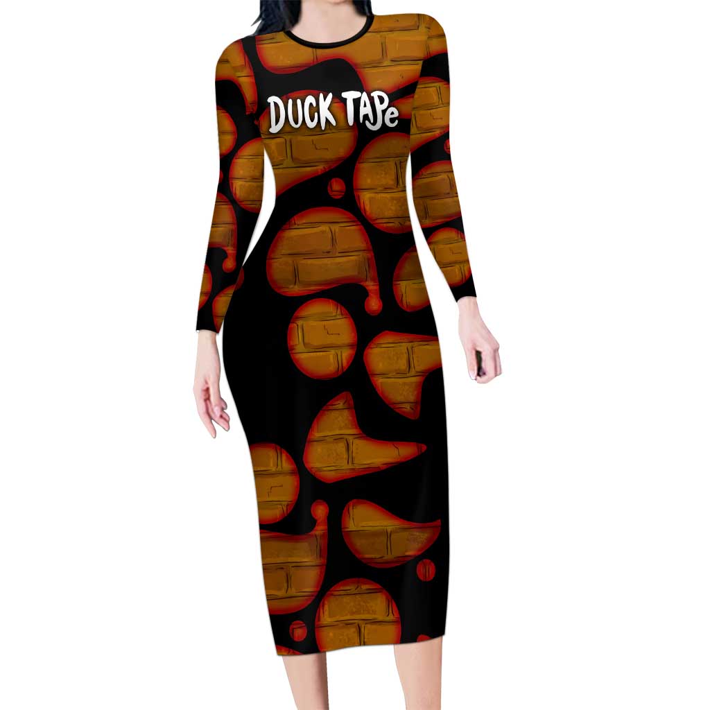 Funny Duck Tape Pun Art Long Sleeve Bodycon Dress Quirky Cartoon Duck Humor