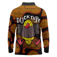Funny Duck Tape Pun Art Long Sleeve Polo Shirt Quirky Cartoon Duck Humor