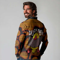 Funny Duck Tape Pun Art Long Sleeve Polo Shirt Quirky Cartoon Duck Humor