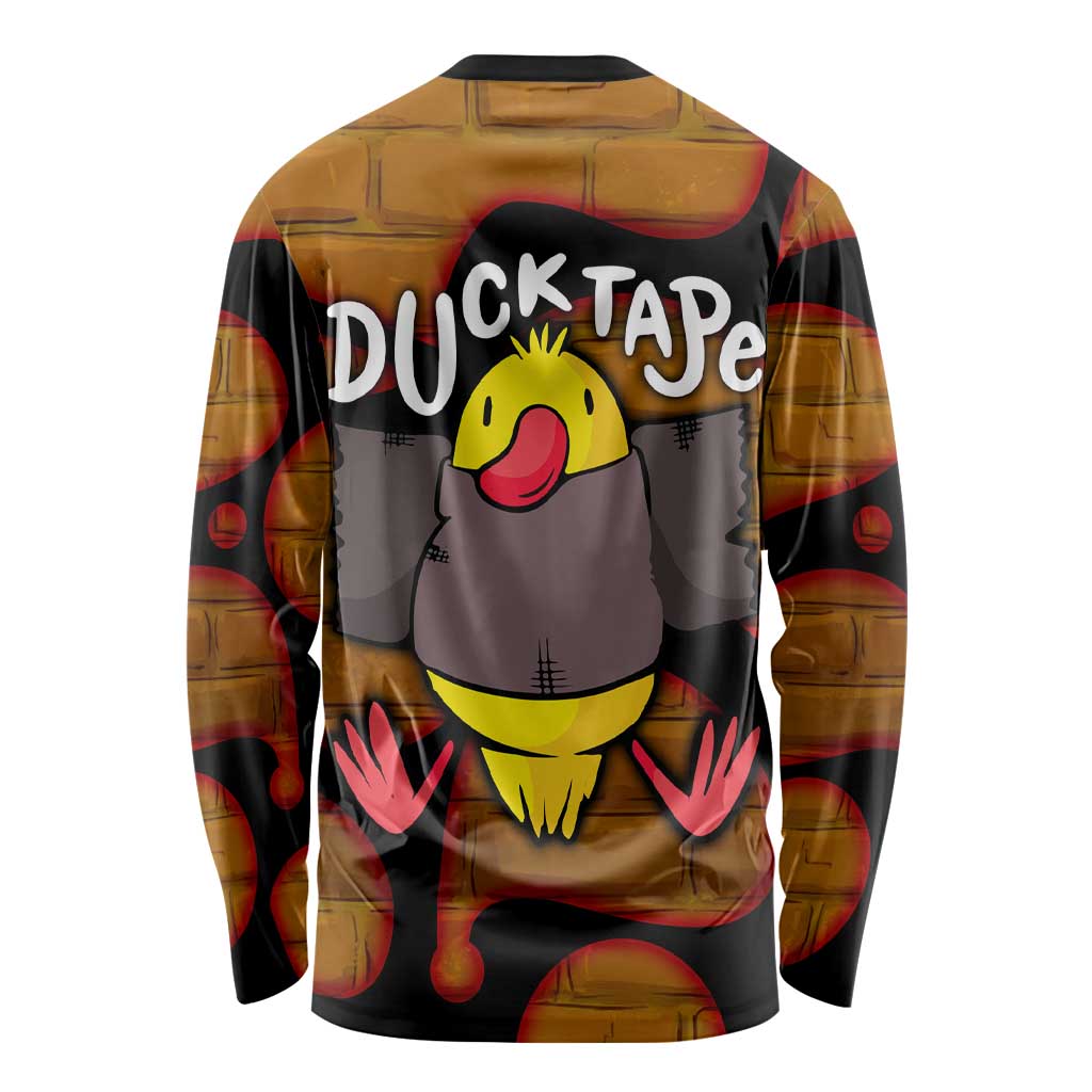 Funny Duck Tape Pun Art Long Sleeve Shirt Quirky Cartoon Duck Humor