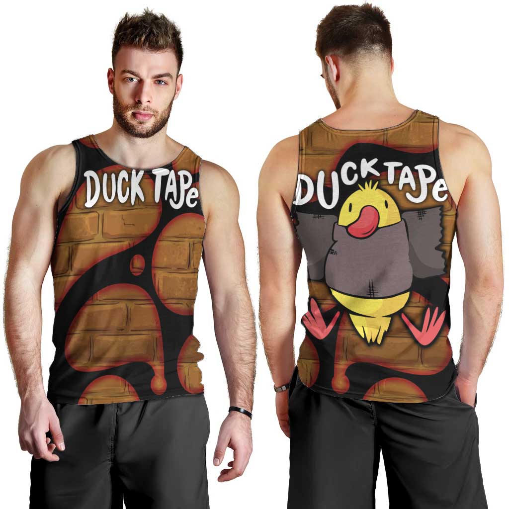 Funny Duck Tape Pun Art Men Tank Top Quirky Cartoon Duck Humor