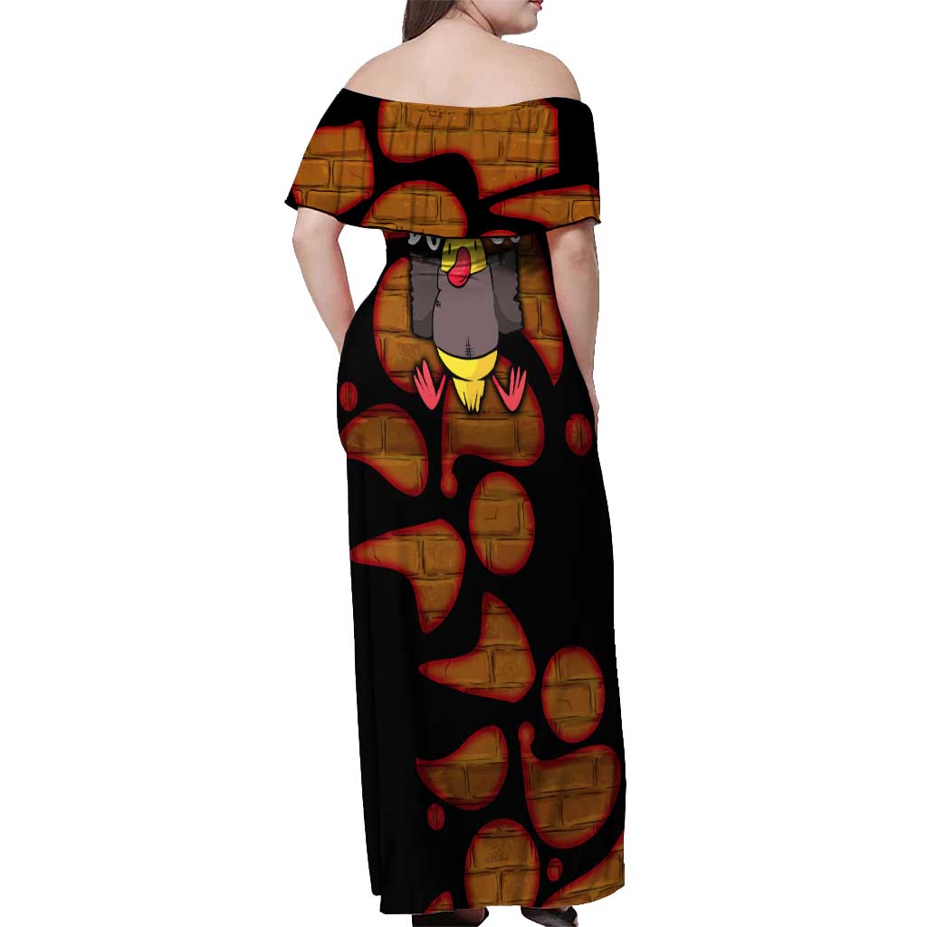 Funny Duck Tape Pun Art Off Shoulder Maxi Dress Quirky Cartoon Duck Humor