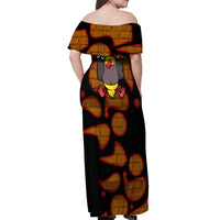 Funny Duck Tape Pun Art Off Shoulder Maxi Dress Quirky Cartoon Duck Humor