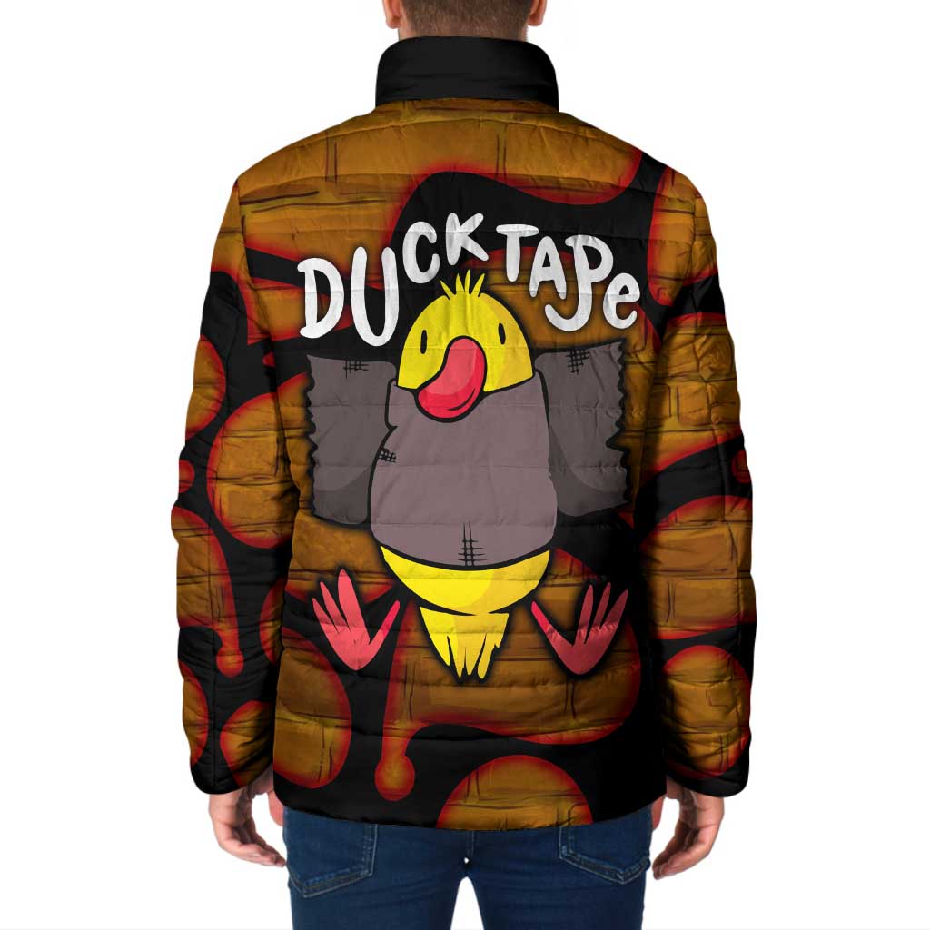 Funny Duck Tape Pun Art Padded Jacket Quirky Cartoon Duck Humor