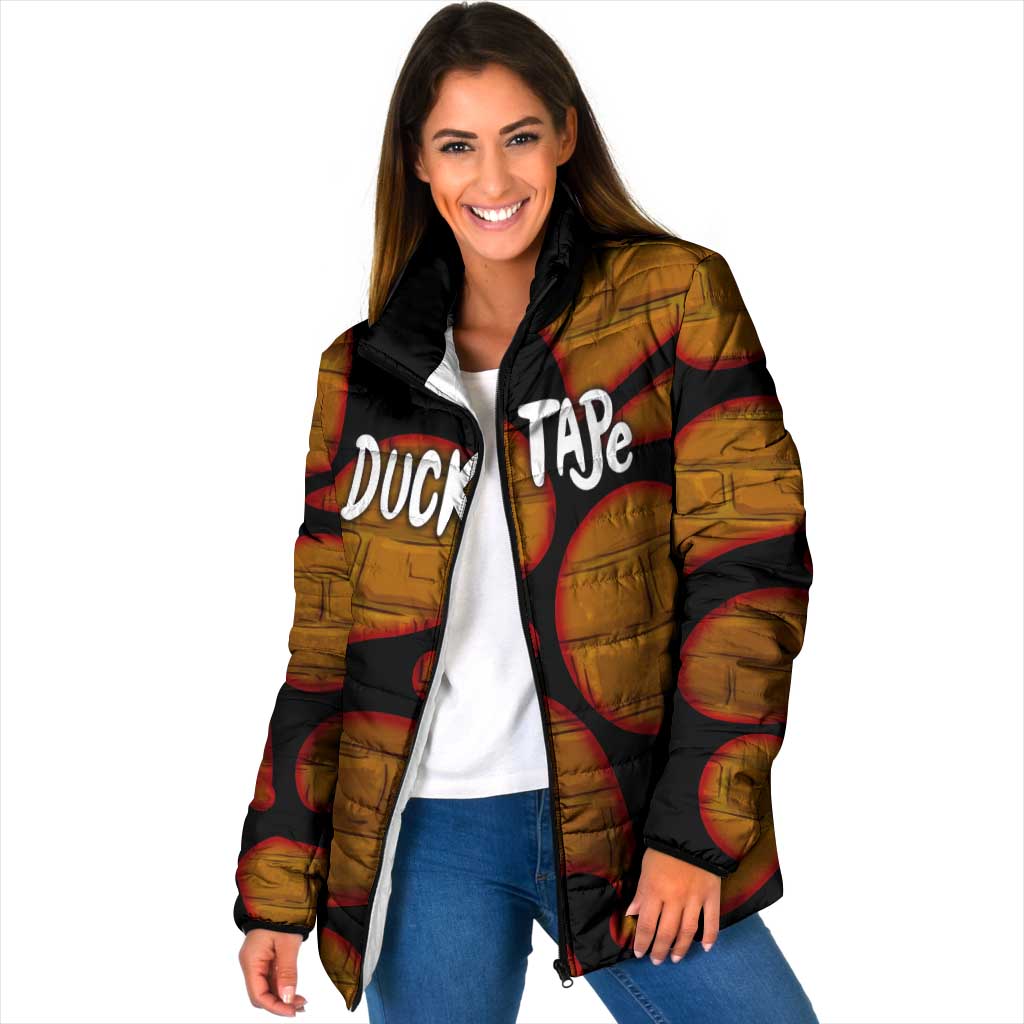Funny Duck Tape Pun Art Padded Jacket Quirky Cartoon Duck Humor