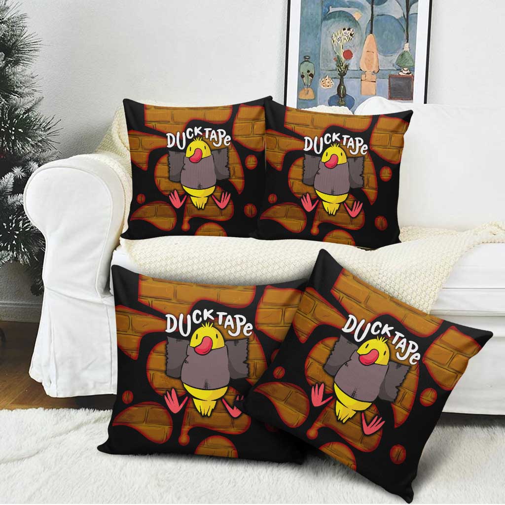 Funny Duck Tape Pun Art Pillow Cover Quirky Cartoon Duck Humor